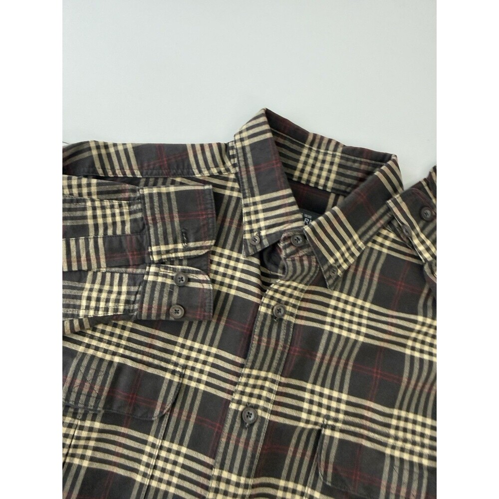Woolrich Long Sleeve Button Down Cotton Shirt Mens Medium Graphite gray plaid